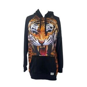 Empyre Surplus Co. Men's Hoodie Black and Orange Tiger Graphic Size Small